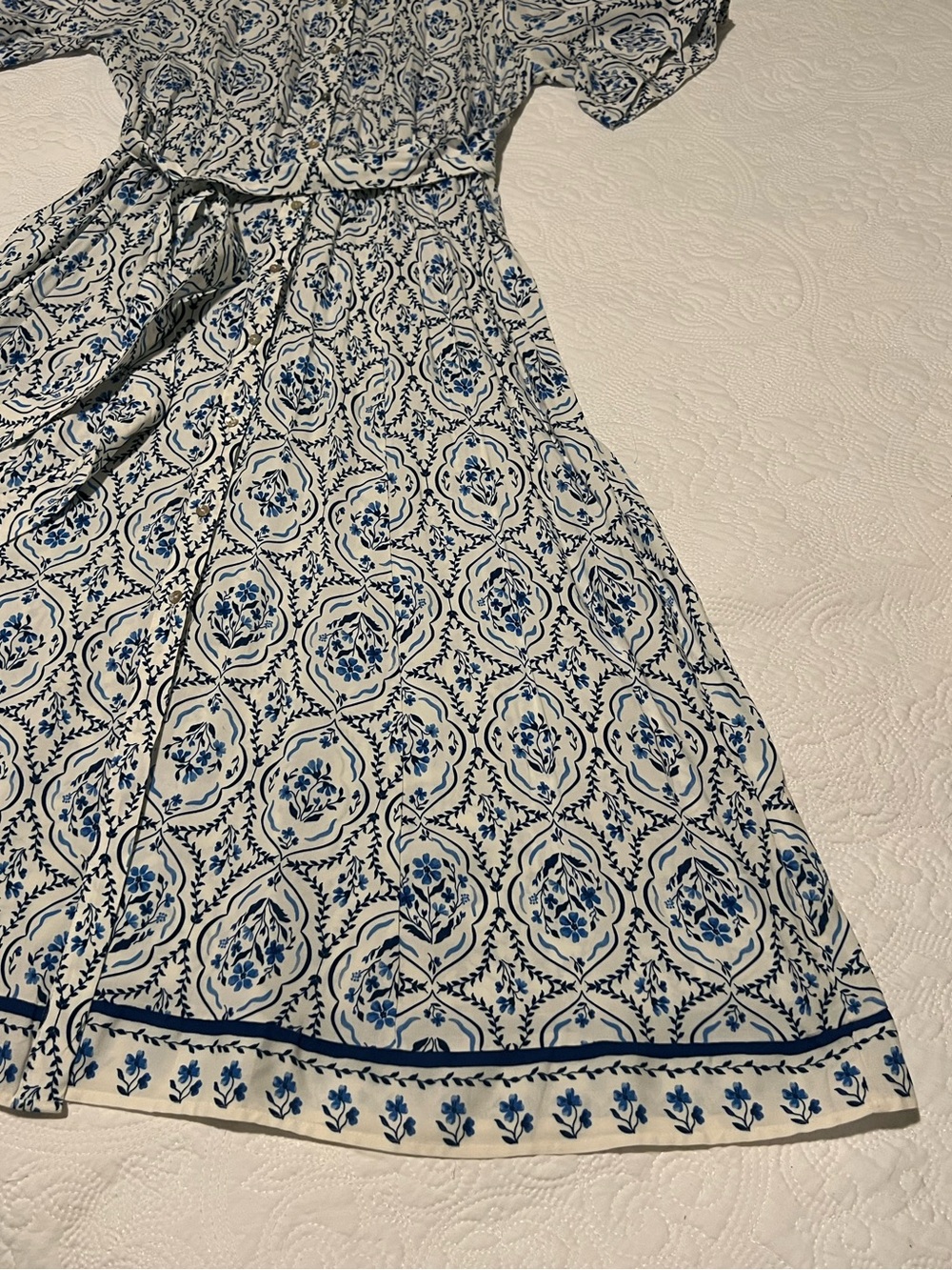 H&M White and Blue Printed Midi Dress - Picture 8 of 13